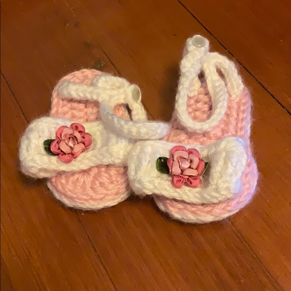 Crocheted slipper sandals for photo shoot
